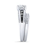 Moissanite Channel Set Wedding Ring Set With Black Diamonds