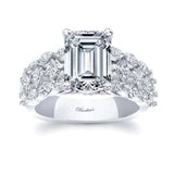 Three Row Diamond Emerald Cut Moissanite Ring