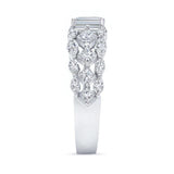 Three Row Diamond Emerald Cut Moissanite Ring