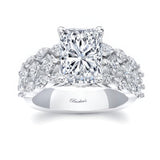 Three Row Diamond Radiant Cut Moissanite Ring