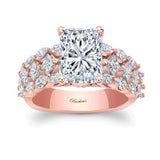 Three Row Diamond Radiant Cut Moissanite Ring