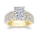 Three Row Diamond Radiant Cut Moissanite Ring