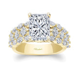Three Row Diamond Radiant Cut Moissanite Ring