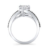 Split Shank Pear Black Diamond Accent Moissanite Ring