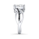 Split Shank Pear Black Diamond Accent Moissanite Ring