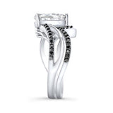 Split Shank Pear Black Diamond Accent Moissanite Bridal Set