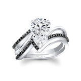 Split Shank Pear Black Diamond Accent Moissanite Bridal Set