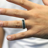 Mens 5 Row Black And White Diamond Band