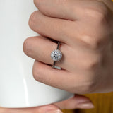 Round Halo Moissanite Black Diamond Accent Ring