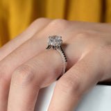Round Halo Moissanite Black Diamond Accent Ring