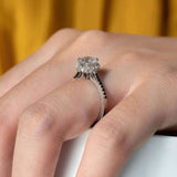 Round Halo Moissanite Black Diamond Accent Ring