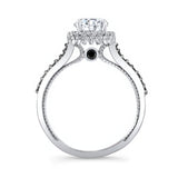 Round Halo Moissanite Black Diamond Accent Ring