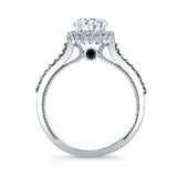 Round Halo Moissanite Black Diamond Accent Ring