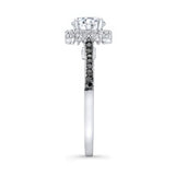 Round Halo Moissanite Black Diamond Accent Ring