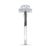 Round Halo Moissanite Black Diamond Accent Ring
