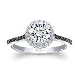 Round Halo Moissanite Black Diamond Accent Ring