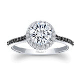 Round Halo Moissanite Black Diamond Accent Ring