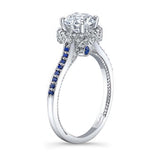 Round Halo Blue Sapphire accent Ring