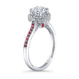 Round Halo Ruby accent Ring