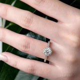 Round Halo Moissanite Ring