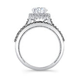 Round Halo Moissanite Black Diamond Accent Wedding Set