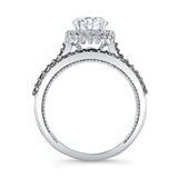 Round Halo Moissanite Black Diamond Accent Wedding Set