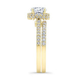 Round Halo Moissanite Wedding Set