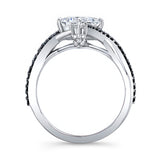 Unusual Princess Cut Black Diamond Accent Engagement Ring