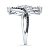 Unusual Princess Cut Black Diamond Accent Engagement Ring