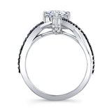 Unusual Round Moissanite Black Diamond Accent Ring