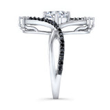 Unusual Round Moissanite Black Diamond Accent Ring