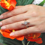 Unusual Round Moissanite Diamond Ring