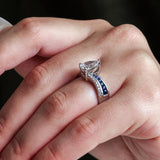 Blue Sapphire Accent Pear Shaped Ring