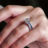 Blue Sapphire Accent Pear Shaped Ring