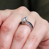 Blue Sapphire Accent Pear Shaped Ring