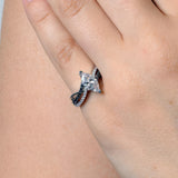 Black Diamond Accent Marquise Moissanite Ring