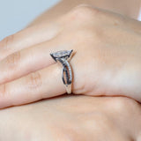 Black Diamond Accent Marquise Moissanite Ring