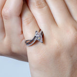 Black Diamond Accent Marquise Moissanite Ring