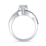 Black Diamond Accent Teardrop Moissanite Ring