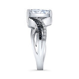 Black Diamond Accent Teardrop Moissanite Ring
