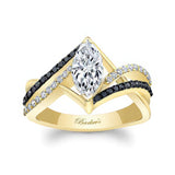 Black Diamond Accent Marquise Moissanite Ring