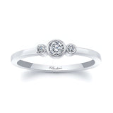 Sophia Three Stone Promise Ring in white gold with bezel set diamonds, symbolizing love and commitment.