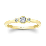 Sophia three stone promise ring in yellow gold with bezel set diamonds, perfect for a meaningful gift.