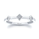 Mila three stone princess cut promise ring featuring bezel set diamonds in a classic design.