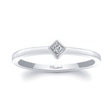 Aria princess cut diamond promise ring with bezel set center stone, a timeless and elegant design for any occasion.