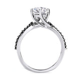 Pear Shaped Moissanite Black Diamond Accent Ring With Twisted Band