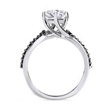 Pear Shaped Black Diamond Accent Ring With Twisted Band