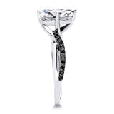 Pear Shaped Moissanite Black Diamond Accent Ring With Twisted Band