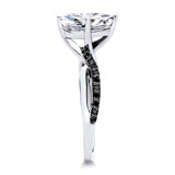Pear Shaped Black Diamond Accent Ring With Twisted Band
