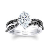 Pear Shaped Moissanite Black Diamond Accent Twist Bridal Set